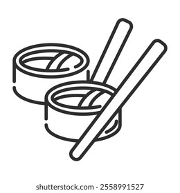 Sushi icon, Fast food symbol outline icon, editable vector illustration and transparent graphic element. Isolated on white background