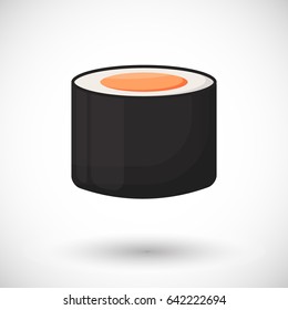 Sushi icon, Flat design of asian food with long and round shadow, vector illustration