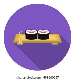 Sushi icon in flat style isolated on white background. Japan symbol stock vector illustration.
