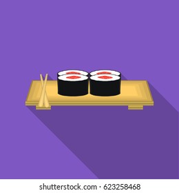 Sushi icon in flat style isolated on white background. Japan symbol stock vector illustration.
