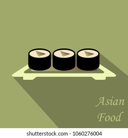 Sushi icon in a flat style with a shadow