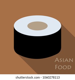 Sushi icon in a flat style with a shadow