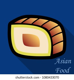 Sushi icon in a flat style with a shadow