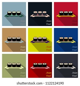 Sushi icon in a flat style with a shadow