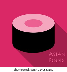 Sushi icon in a flat style with a shadow