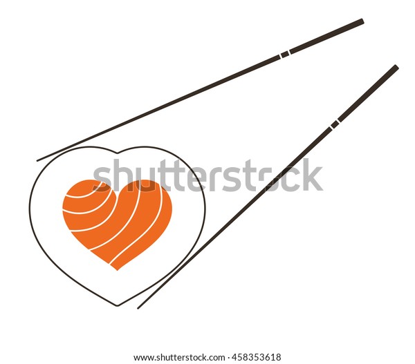 Sushi Icon Heart Shaped Salmon Roll Stock Vector Royalty Free