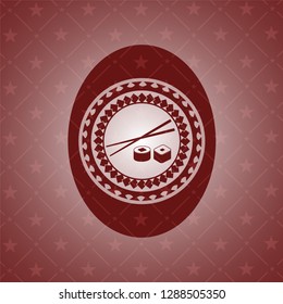sushi icon inside badge with red background