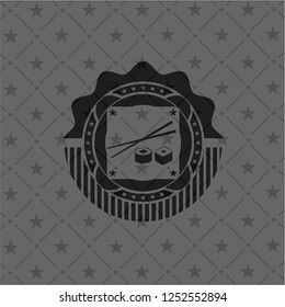 sushi icon inside black emblem
