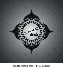 sushi icon inside black emblem. Vintage.