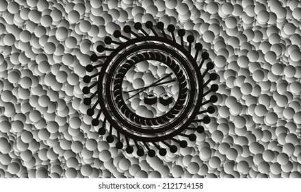 sushi icon inside black emblem with grey bubbles background. Vintage. Vector Illustration. Detailed. 