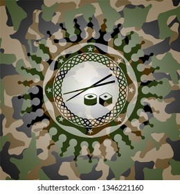 sushi icon inside camouflage texture