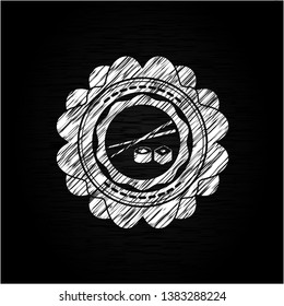 sushi icon inside chalkboard emblem
