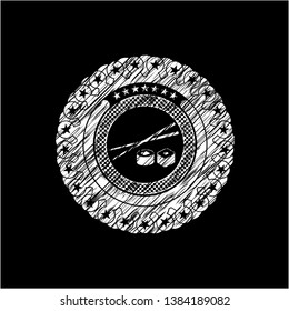 sushi icon inside chalkboard emblem