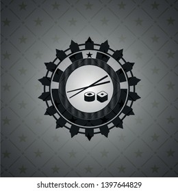 sushi icon inside dark badge or emblem