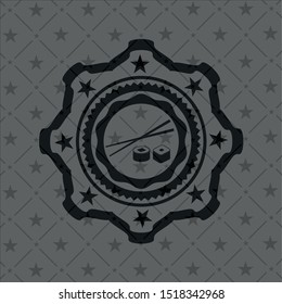 sushi icon inside dark badge or emblem