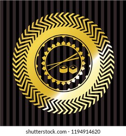 sushi icon inside gold badge or emblem