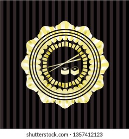 sushi icon inside gold shiny badge