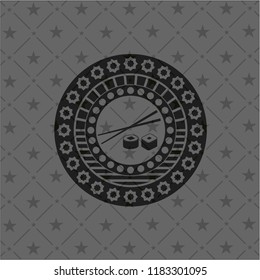 sushi icon inside realistic black emblem