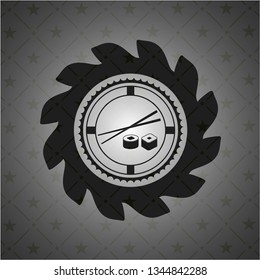 sushi icon inside realistic black emblem