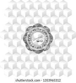 sushi icon inside realistic grey emblem with cube white background