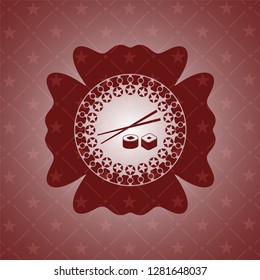 sushi icon inside red icon or emblem