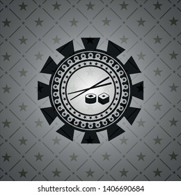 sushi icon inside retro style black emblem