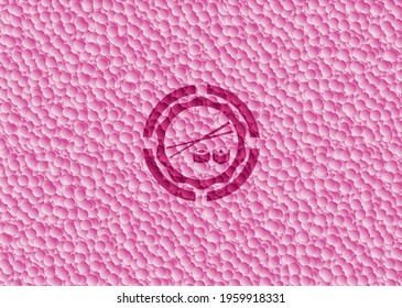 sushi icon inside retro style pink emblem with bubbles background. Vector Illustration. Detailed. 