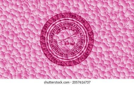 sushi icon inside retro style pink emblem with bubbles background. Vector Illustration. Detailed. 