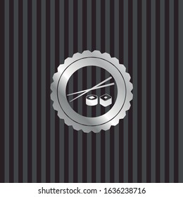 sushi icon inside silver badge