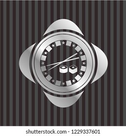 sushi icon inside silver emblem