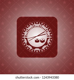 sushi icon inside vintage red emblem