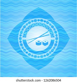 sushi icon inside water wave concept emblem background.