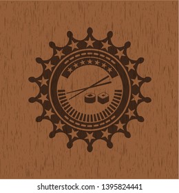 sushi icon inside wood signboards