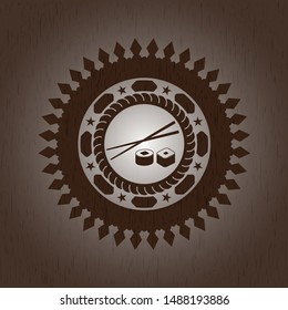 sushi icon inside wood signboards