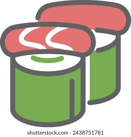 Sushi icon. Japanese traditional food color symbol