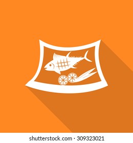 sushi icon with long shadow.