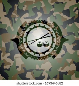 sushi icon on camouflage pattern