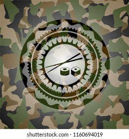 sushi icon on camouflaged pattern