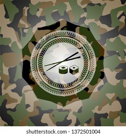 sushi icon on camouflaged pattern