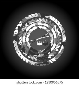 sushi icon on grey camouflage pattern