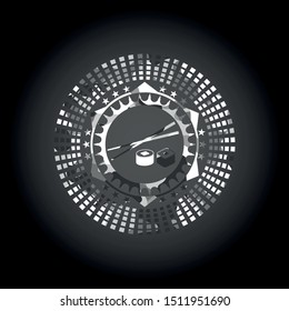 sushi icon on grey camouflage pattern