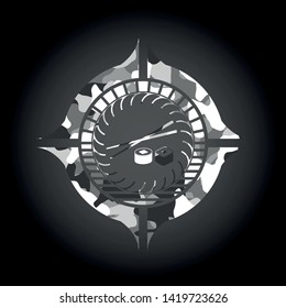 sushi icon on grey camouflaged texture