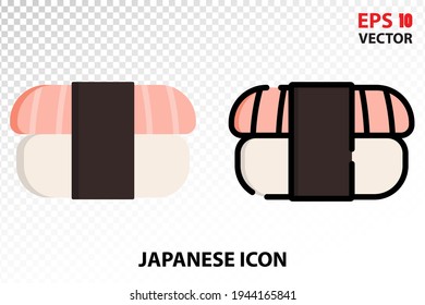 Sushi icon on transparent background. Japan symbol for your website design, logo, app, UI. Eps10 vector illustration.