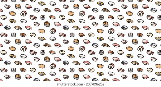 Sushi icon pattern background for website or wrapping paper (Color icon version)