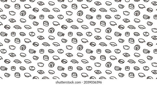 Sushi icon pattern background for website or wrapping paper (Monotone version)