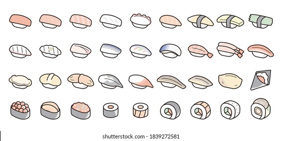 Sushi Icon Set (Color Version)