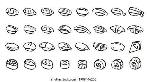 Sushi Icon Set (Hand Draw Version)