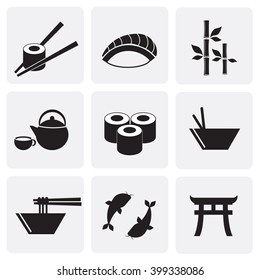 Sushi icon set isolated on white background. Vector art.