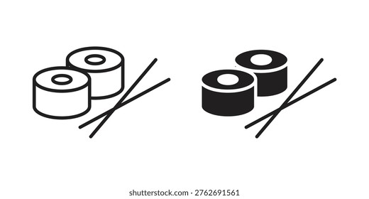 Sushi icon set. outlined and solid flat clipart versions.