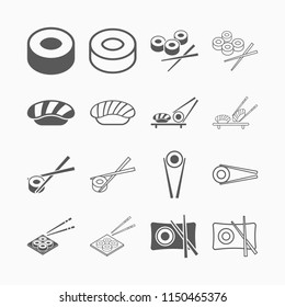sushi icon, sushi set vector